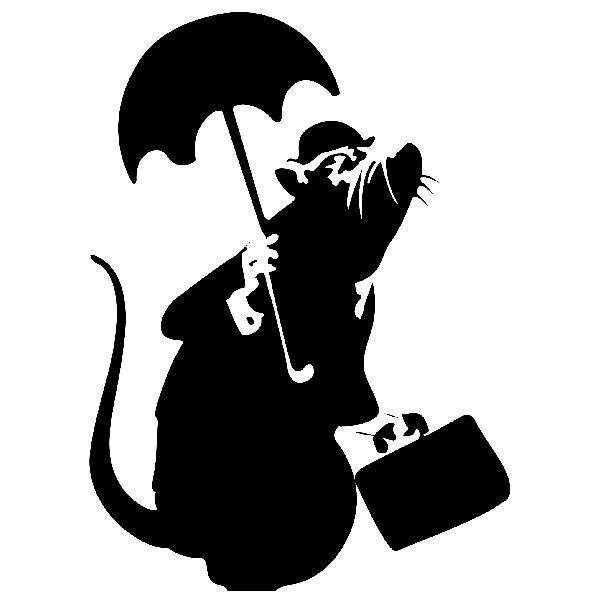 Adesivi Murali: Ratto con Umbrella di Banksy