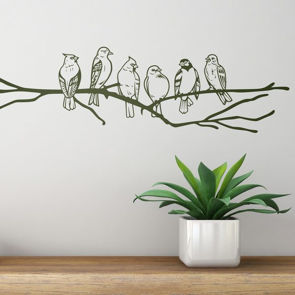 Adesivi Murali: Uccelli su ramo 0
