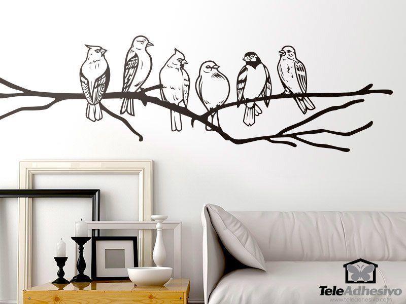 Adesivi Murali: Uccelli su ramo