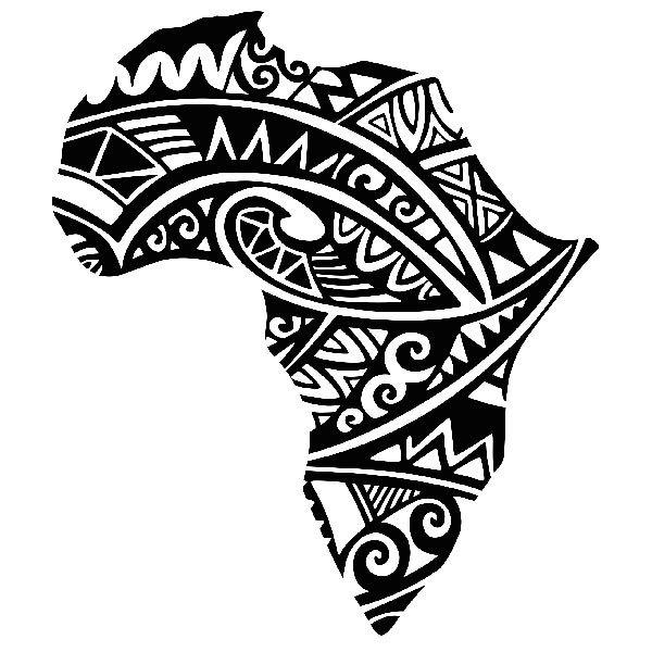 Adesivi Murali: Tatuaggio tribale silhouette Africa