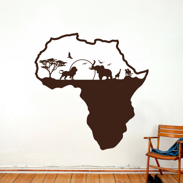 Adesivi Murali: Africa animali silhouette skyline 0