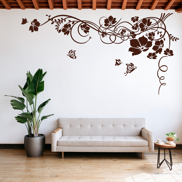 Adesivi Murali: Floreale con farfalle