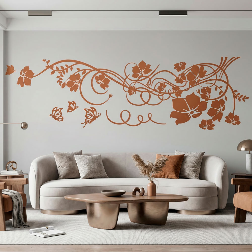 Adesivi Murali: Floreale con farfalle