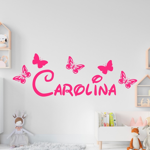 Adesivo murale personalizzato con cinque farfalle. Adesivo murale personalizzato