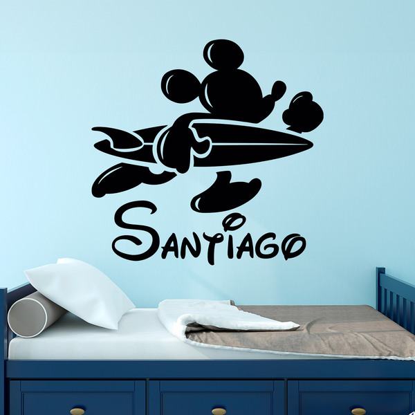 Adesivo murale personalizzato e topolino surf. Adesivo murale personalizzato