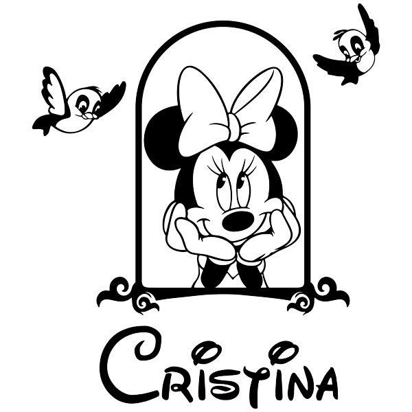 Adesivi per Bambini: Minnie nella finestra personalizzata