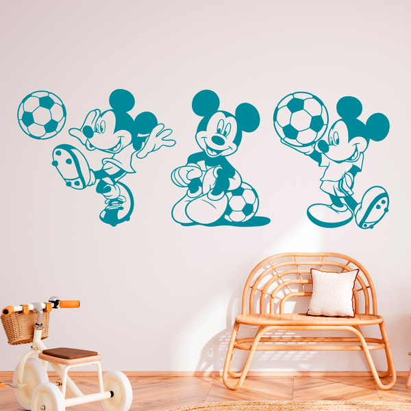 Adesivi per Bambini: Triptych Mickey Mouse Calciatore