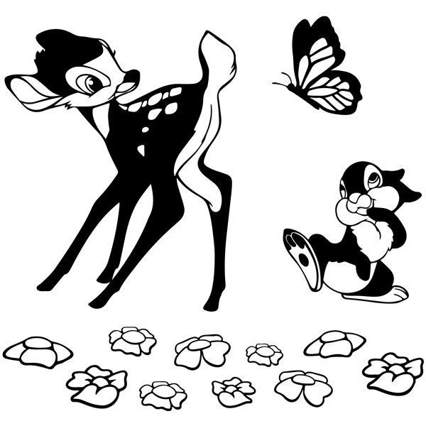Adesivi Murali Bambi E Animali Della Foresta - Decorazione Cameretta Bimba Con Farfalle E Fiori | Vinile