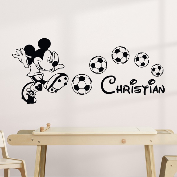 Adesivi per Bambini: Topolino che gioca a calcio con nome
