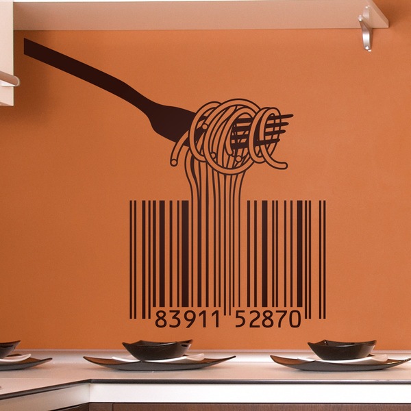 Adesivi Murali: Forcella, spaghetti e codice a barre