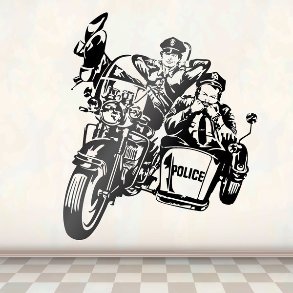 Adesivi Murali: Bud Spencer e Terence Hill Poliziotti su una moto