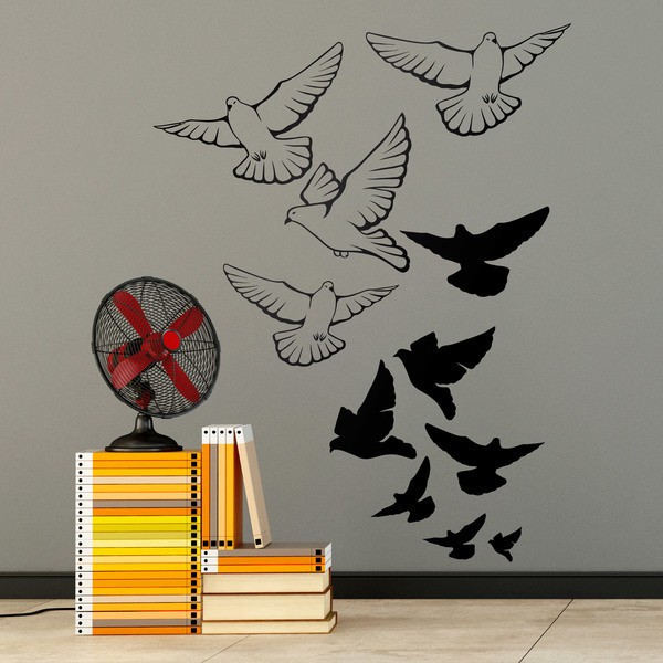 Adesivi Murali: Stormo di piccioni
