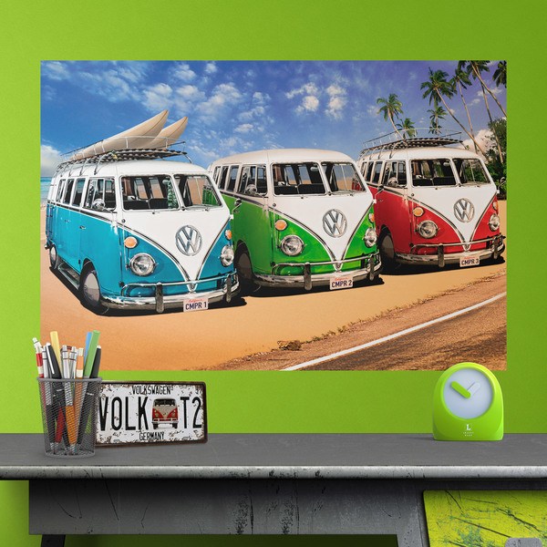 Adesivi Murali: 3 furgoni Volkswagen Hippie 1