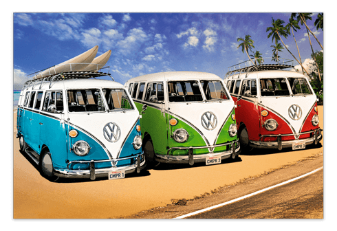 Adesivi Murali: 3 furgoni Volkswagen Hippie 0