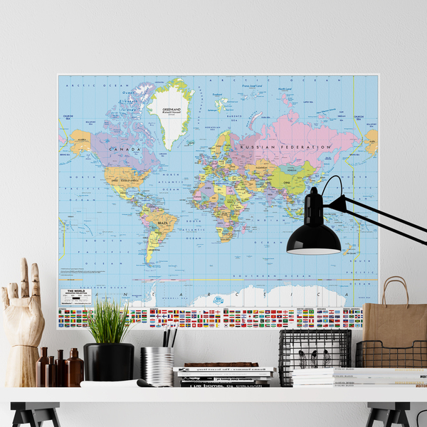 Poster adesivo Mappa del mondo con bandiere 4/4