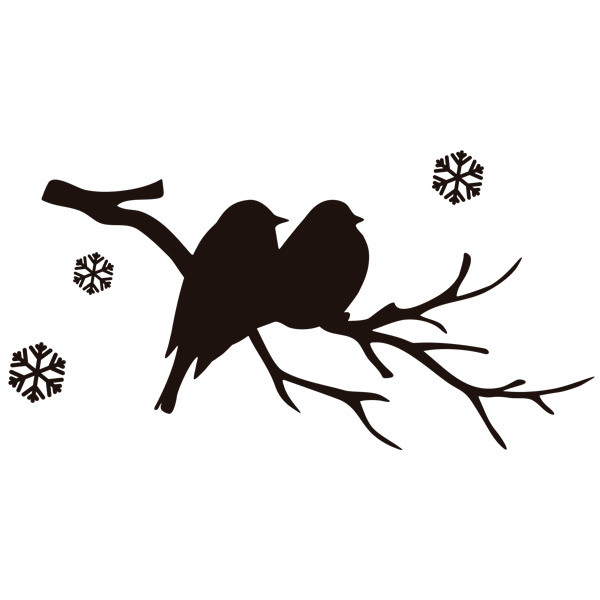 Adesivi Murali: Uccelli sul ramo e la neve