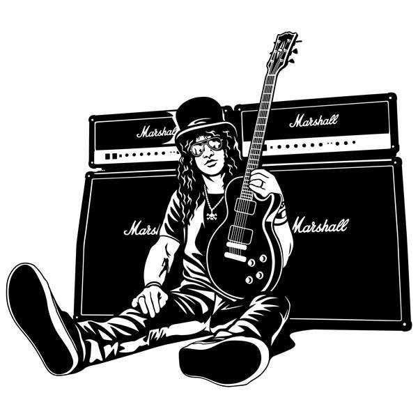 Adesivi Murali: Slash, chitarra e altoparlanti