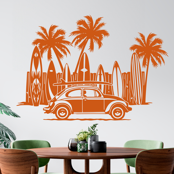 Adesivi Murali: Volkswagen, tavole da surf e palme