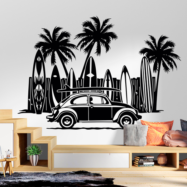 Adesivi Murali: Volkswagen, tavole da surf e palme 2