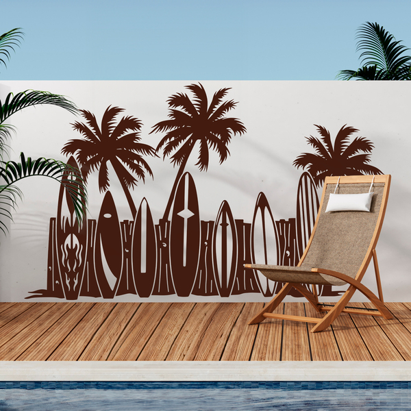 Adesivi Murali: Palme e tavole da surf sulla spiaggia