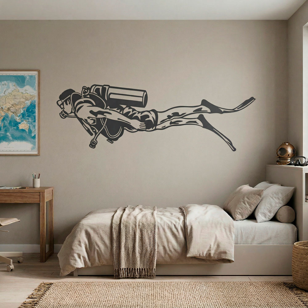 Adesivi Murali: Subacqueo con Equipaggiamento Completo