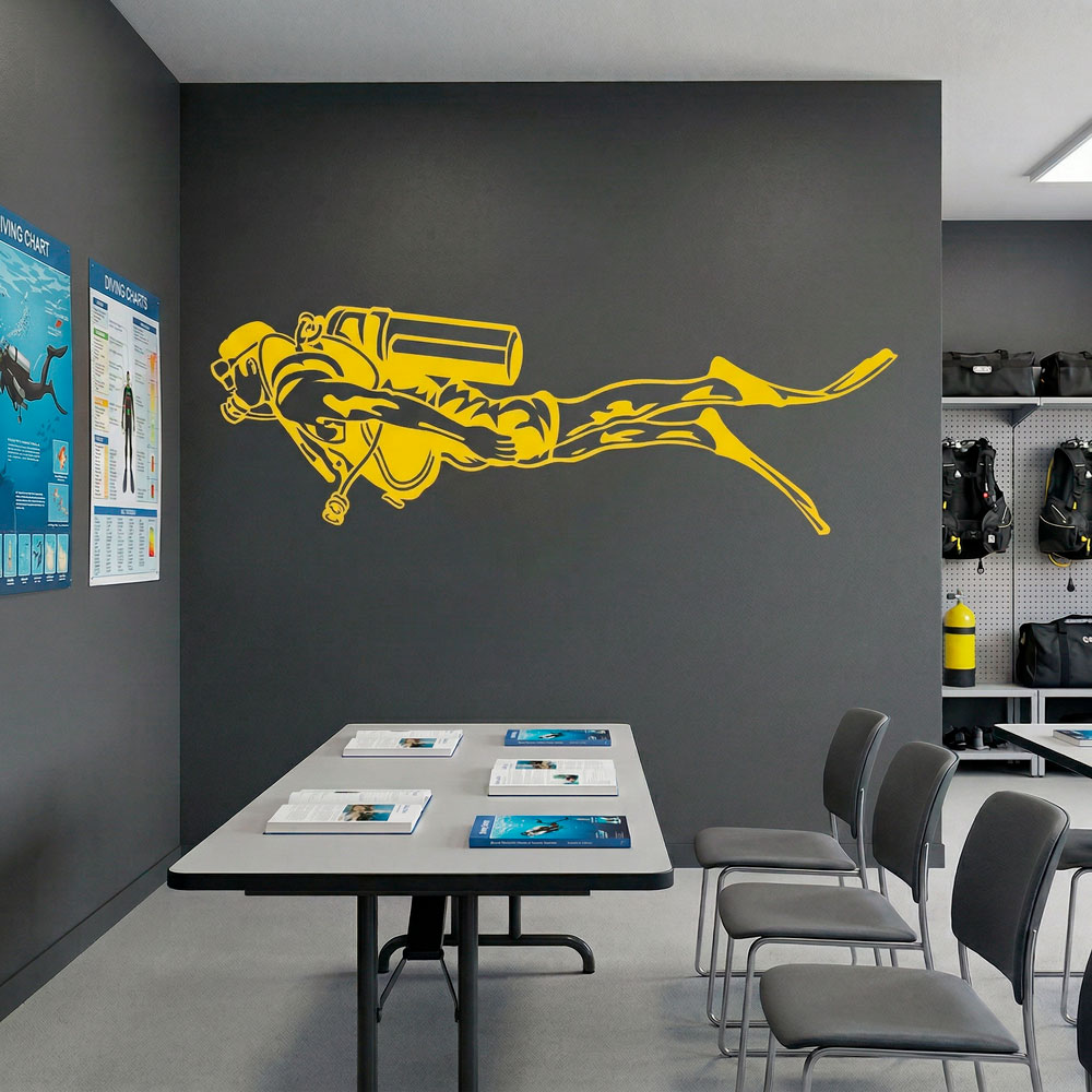 Adesivi Murali: Subacqueo con Equipaggiamento Completo