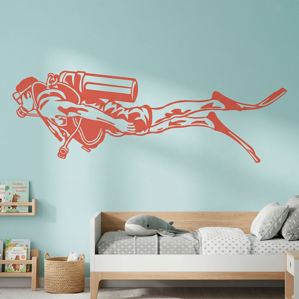 Adesivi Murali: Subacqueo con Equipaggiamento Completo