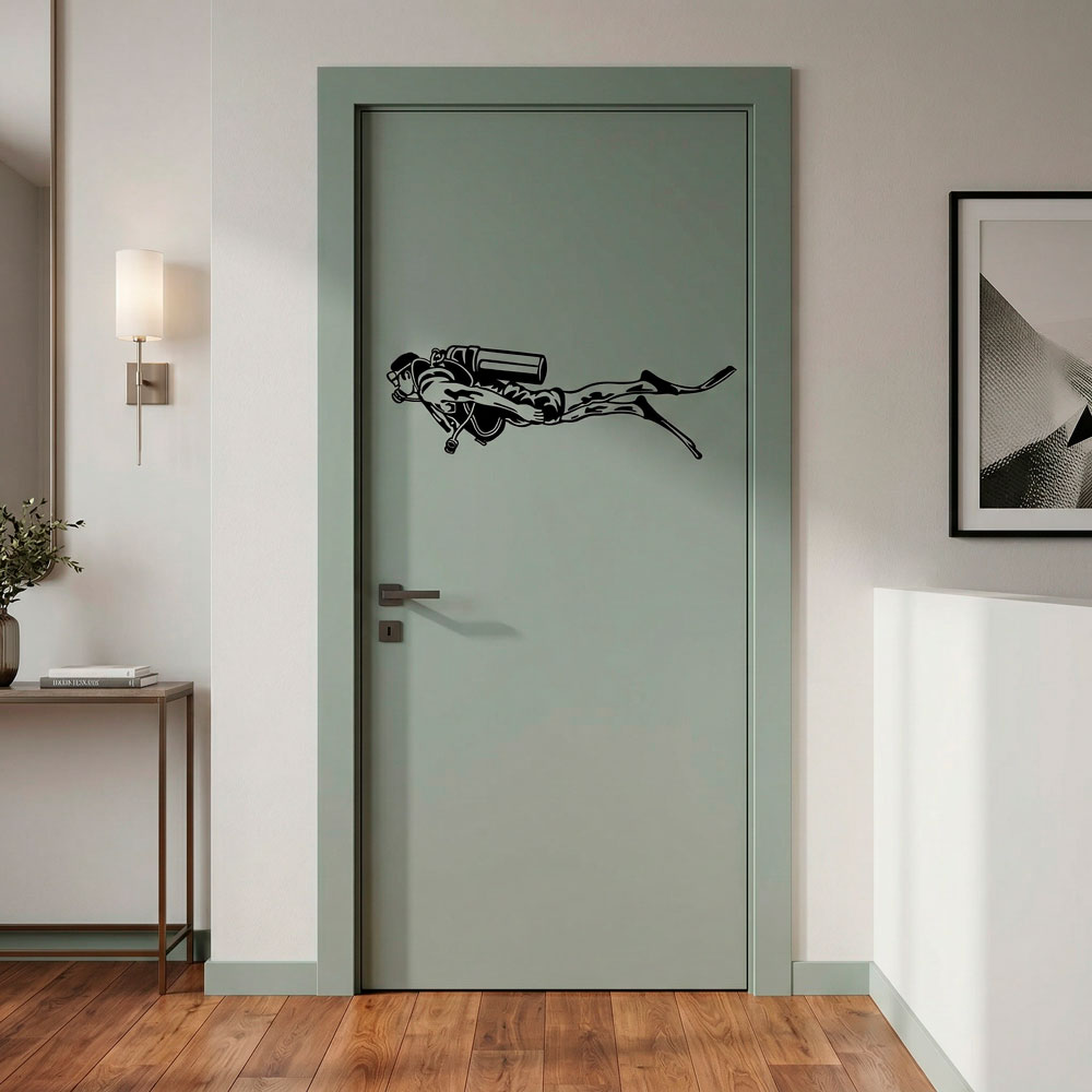 Adesivi Murali: Subacqueo con Equipaggiamento Completo