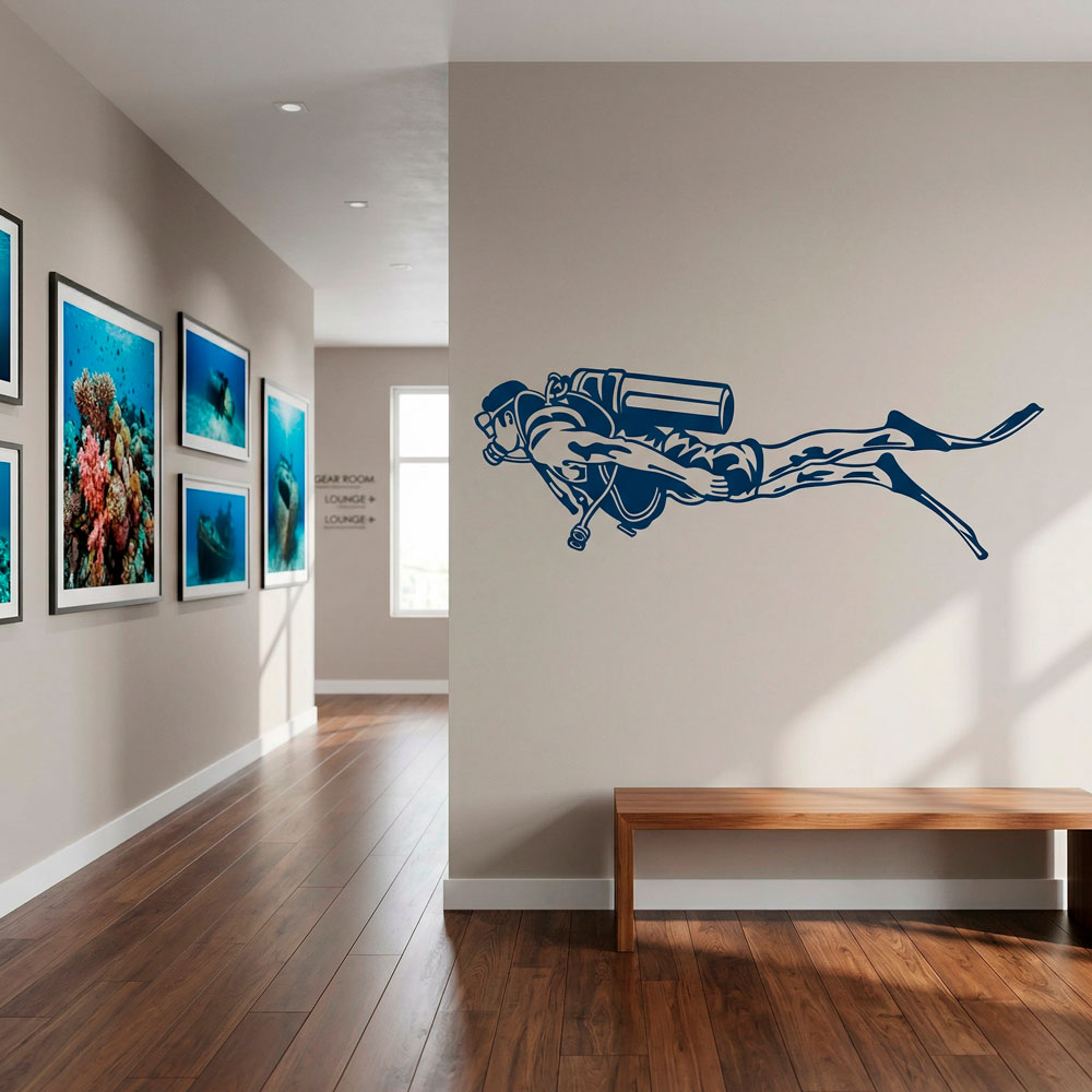 Adesivi Murali: Subacqueo con Equipaggiamento Completo