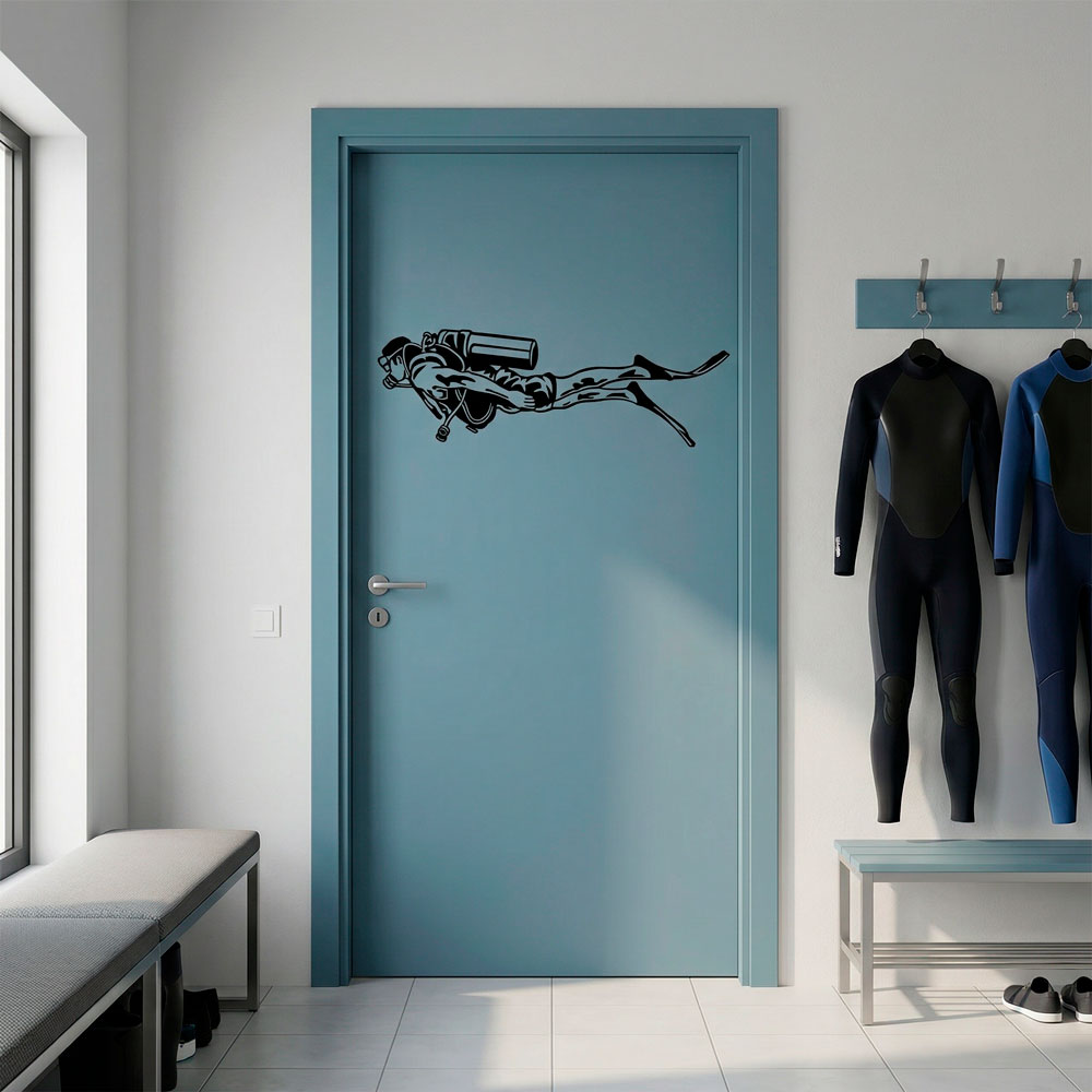 Adesivi Murali: Subacqueo con Equipaggiamento Completo