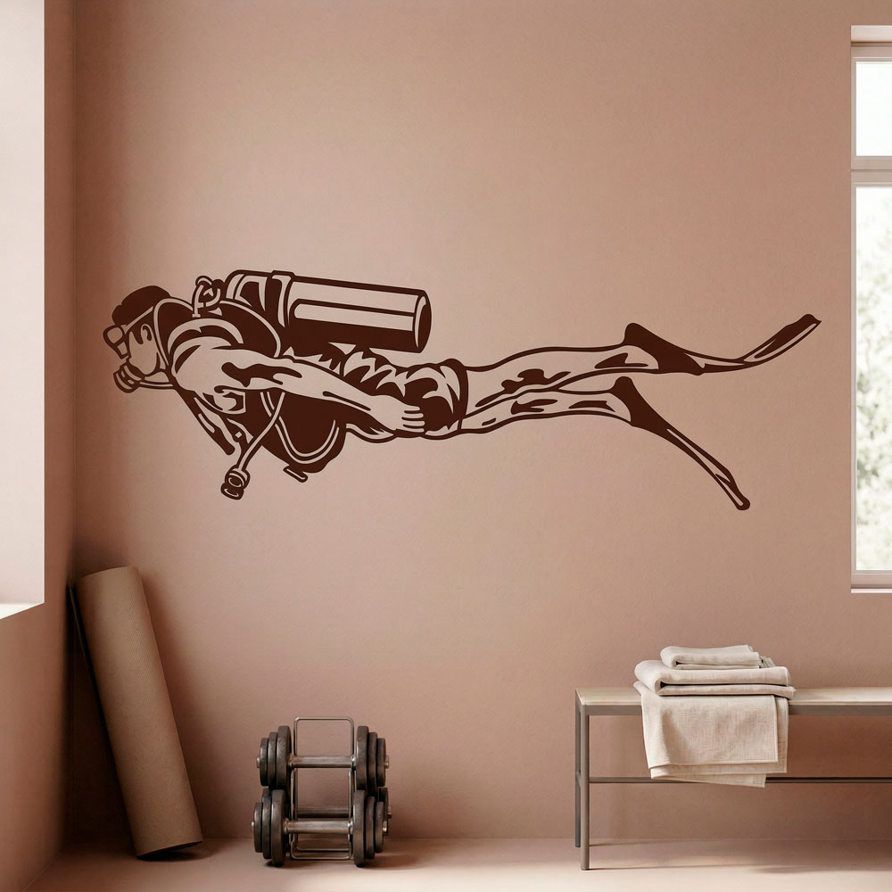 Adesivi Murali: Subacqueo con Equipaggiamento Completo