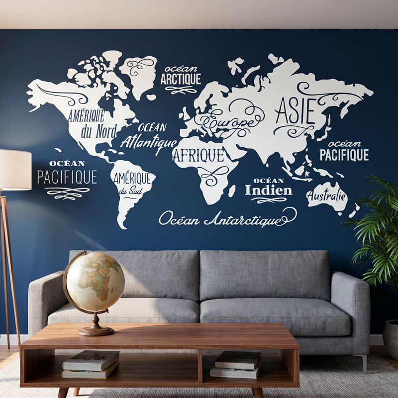 Mappa Mundi Oceani e Continenti in francese 7/7