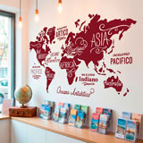 Adesivi Murali: Mappa Mundi Oceani e Continenti in italiano 7