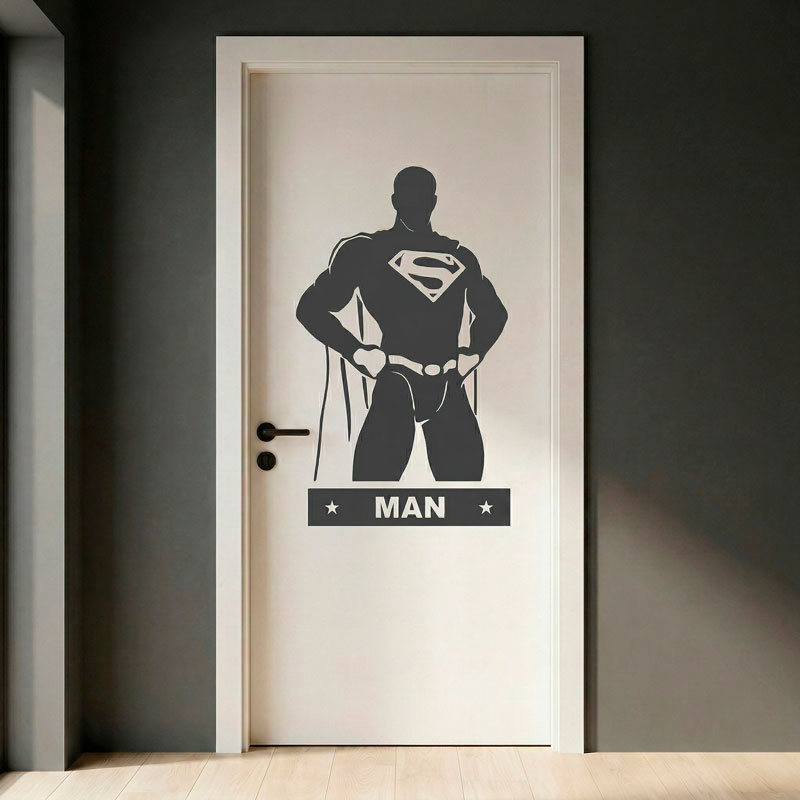 Adesivo Porta Bagno Supereroe Uomo 2