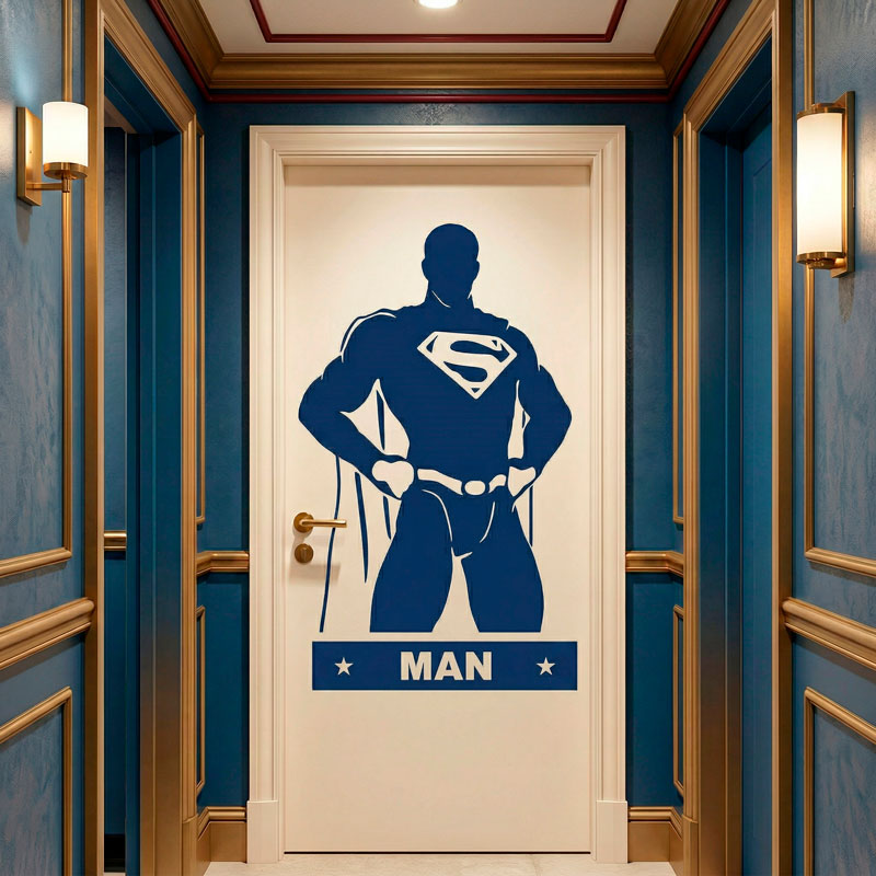 Adesivo Porta Bagno Supereroe Uomo 3