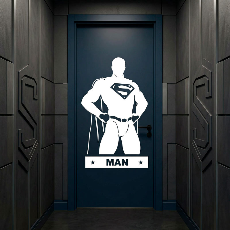 Adesivo Porta Bagno Supereroe Uomo 4