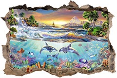 Adesivi Murali: Buco Paesaggio marino 3