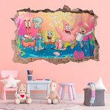 Adesivi Murali: Adesivo murale Buco SpongeBob e i suoi amici 3