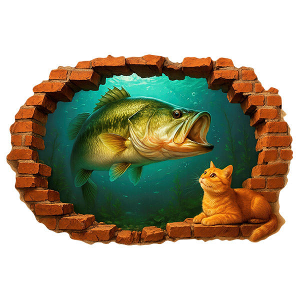 Adesivi Murali: Tana del pesce e del gatto