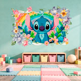 Adesivi per Bambini: Stitch arcobaleno floreale 3
