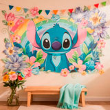 Adesivi per Bambini: Stitch arcobaleno floreale 14
