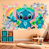Adesivi per Bambini: Stitch arcobaleno floreale 6