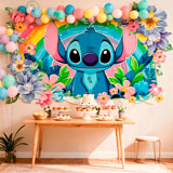 Adesivi per Bambini: Stitch arcobaleno floreale 9