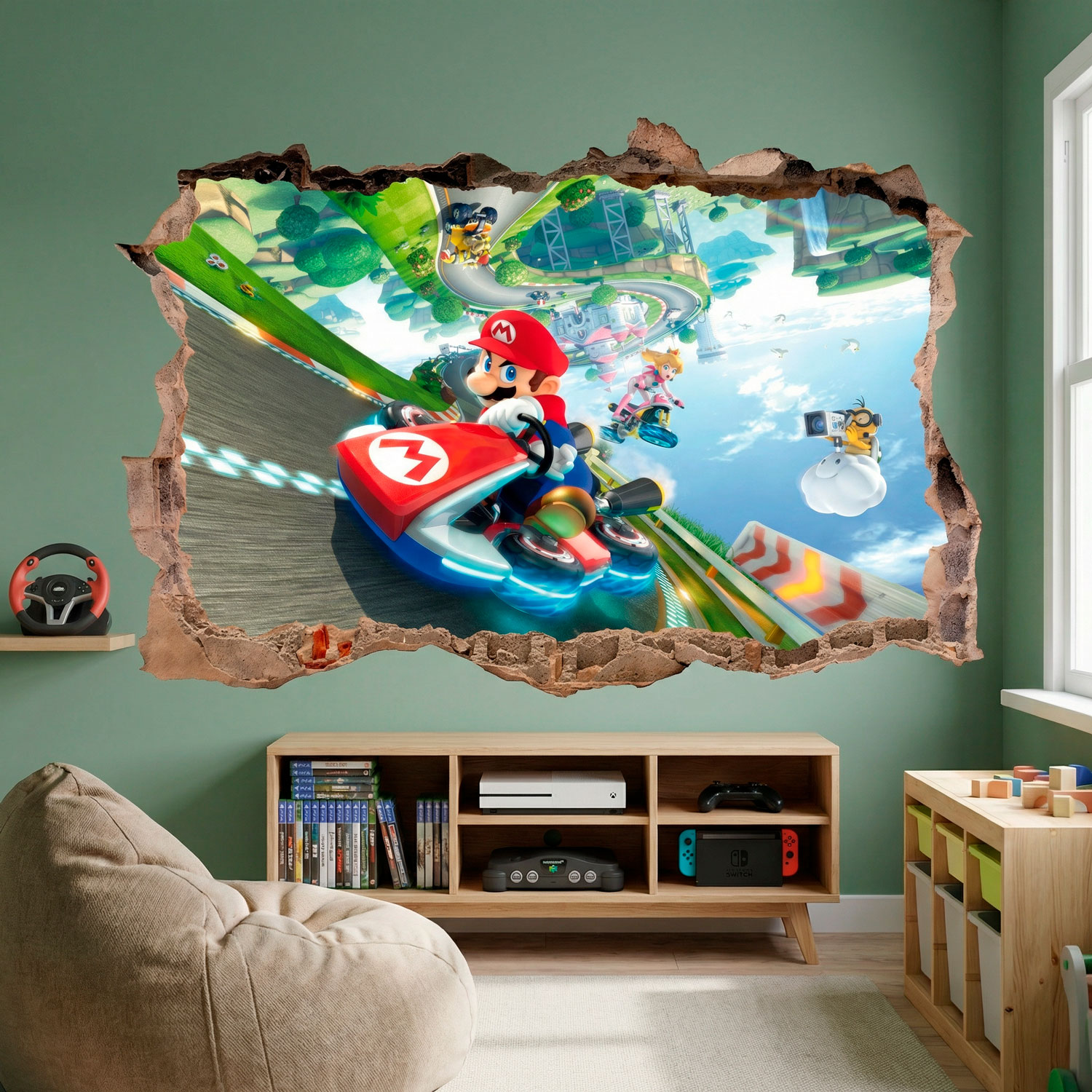 Adesivi per Bambini: Buco nel muro Mario Kart