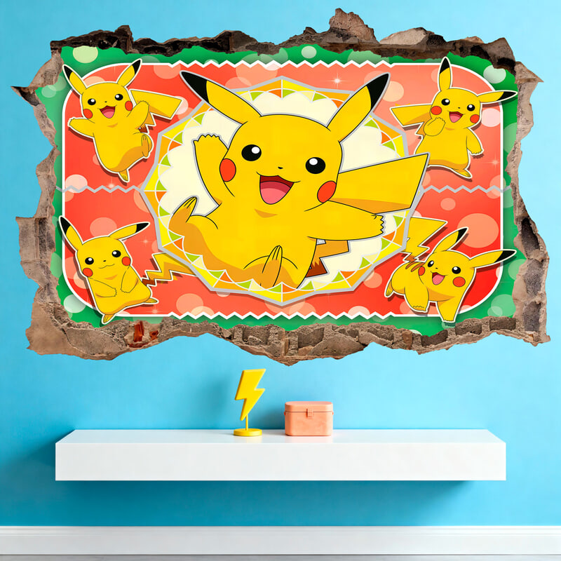 Adesivi per Bambini: Buco nel muro Pikachu Pokémon