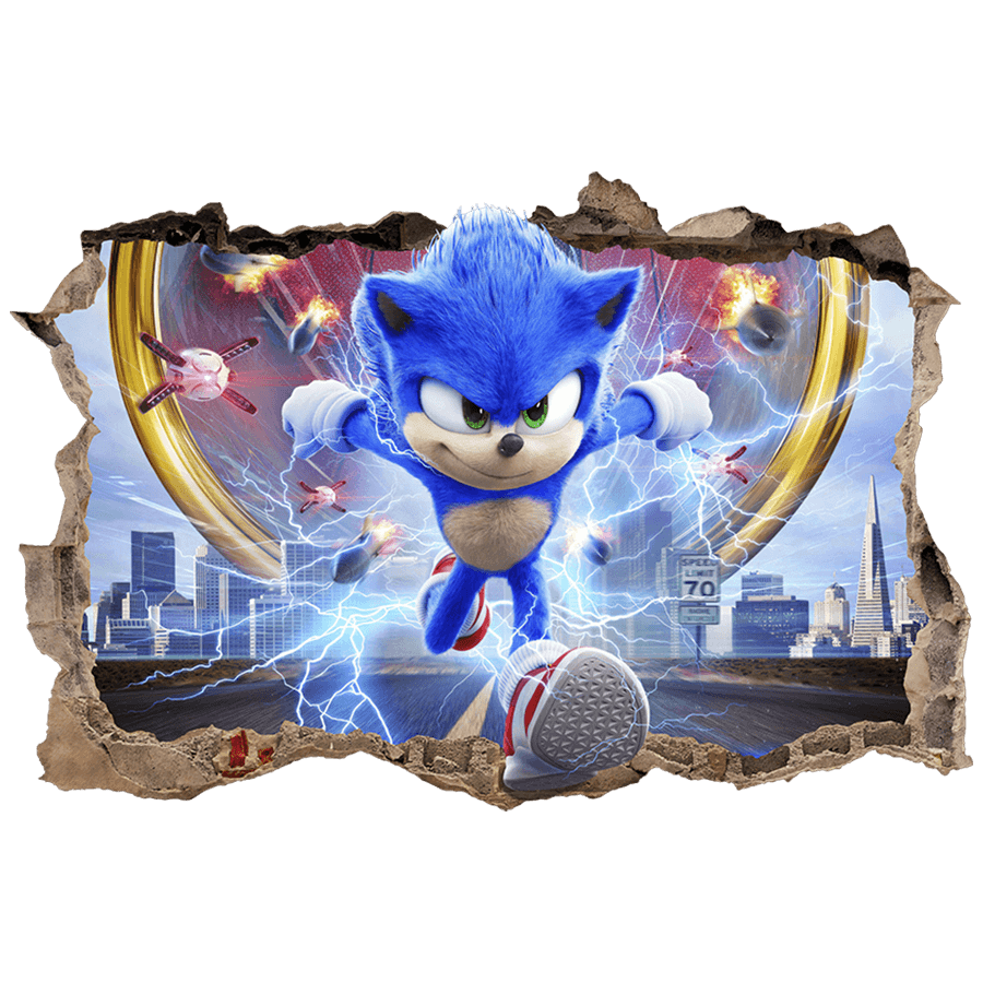 Adesivi Murali: Buco nel muro Sonic