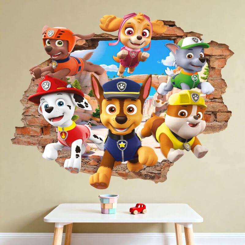 Adesivi per Bambini: Buco nel muro Paw Patrol