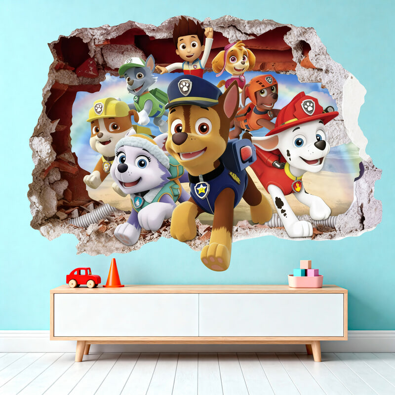 Adesivi per Bambini: Buco nel muro Paw Patrol al salvataggio