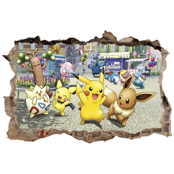 Adesivi per Bambini: Buco nel muro Pikachu e Amici Pokémon