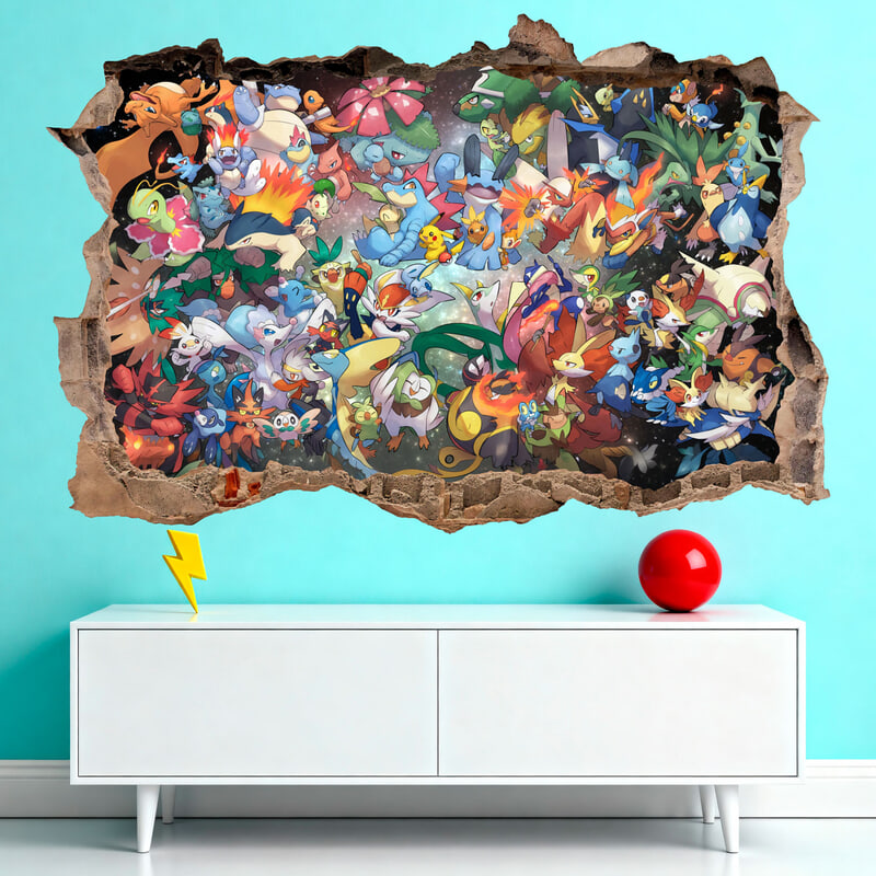 Adesivi per Bambini: Buco nel muro Mondo Pokémon